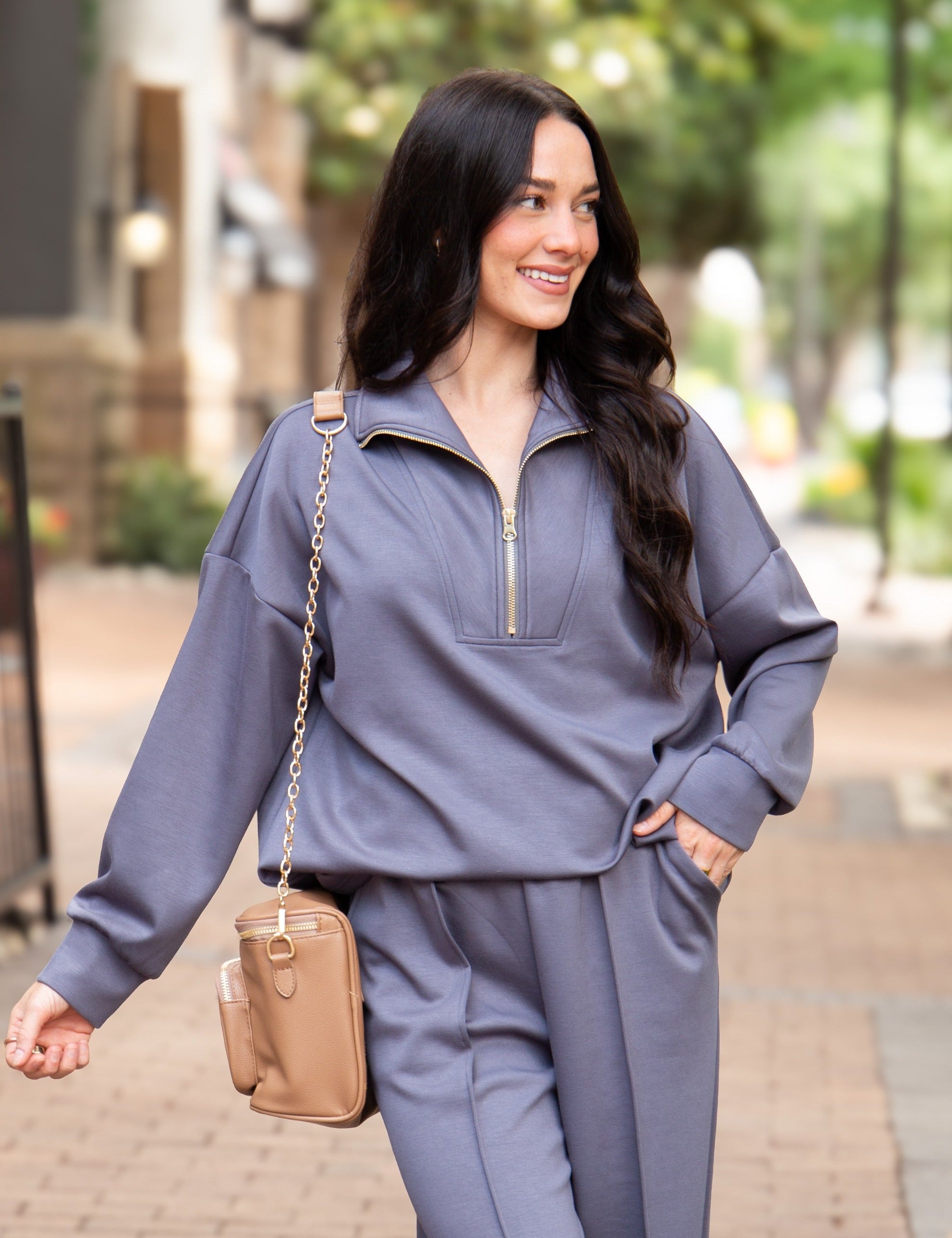 Butter Soft Quarter-Zip Top - Slate Blue
