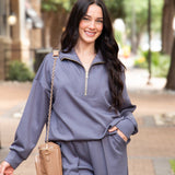 Butter Soft Quarter-Zip Top - Slate Blue
