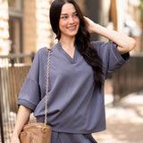 Butter Soft V-Neck Top - Slate Blue