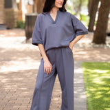 Butter Soft V-Neck Top - Slate Blue