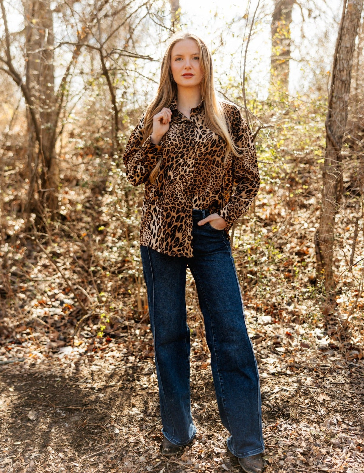 Kathryn Button-Up Top - Leopard