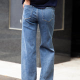 Straight-Leg Jeans with Pearls Studs