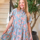 Floral Print Denim Dress