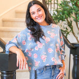 Floral Print Denim Top