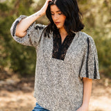 Black & Ivory Floral Top