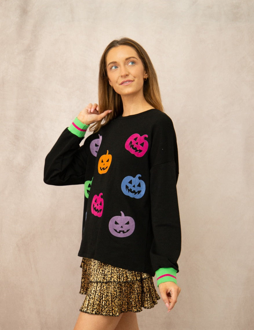 Velvet Pumpkins Halloween Top