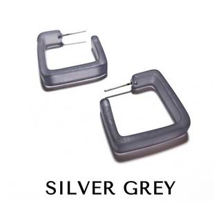 Square Frosted Lucite Hoop Earrings