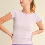 Seamless Crew Neck Short Sleeve Top - Lavender - LAST ONES FINAL SALE