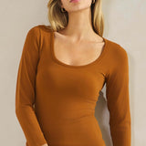Sculpted Chic Seamless Long Sleeve Top - Caramel - LAST ONES FINAL SALE