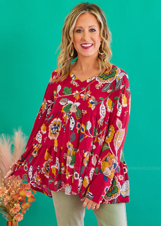 Watch Me Now Top - Burgundy* FINAL SALE *