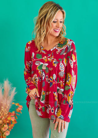 Watch Me Now Top - Burgundy* FINAL SALE *