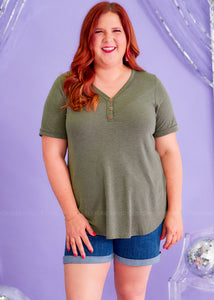 Living My Life Top - Olive - FINAL SALE
