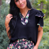 PREORDER- Ava Flutter Sleeve Blouse - Daisy Dot