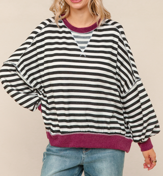 Striped Crew Neck Long Sleeve Top