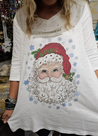 Be Merry Santa Tattered Tee