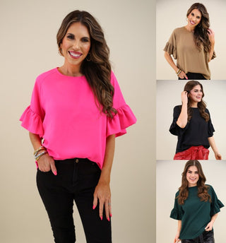 Rebecca Ruffle Sleeve Top - PREORDER