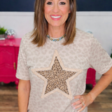 Faux Patch Leopard Star Tee Star on Leopard Tee