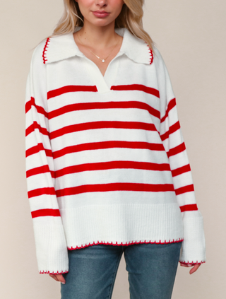 Striped Long Sleeve Oversized Sweater