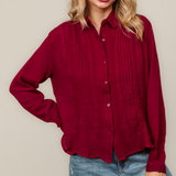 Collared Button Up Long Sleeve Top - LAST ONES FINAL SALE