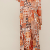 Patchwork Long Sleeve Bubble Maxi Dress