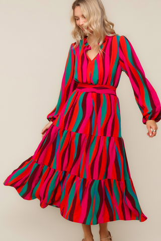 Long Sleeve Smocked Waist Maxi Dress