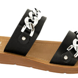 Black Seeing Double Sandals by Corkys