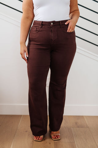 Sienna High Rise Control Top Flare Jeans in Espresso - JB40