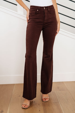 Sienna High Rise Control Top Flare Jeans in Espresso - JB40