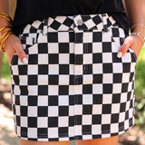 Nova Denim Skirt- Checkerboard Checkered