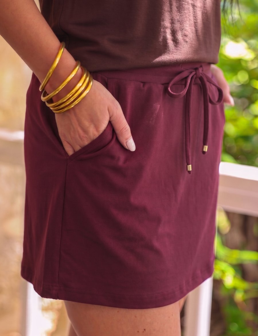 PREORDER - Solid Burgundy Skort