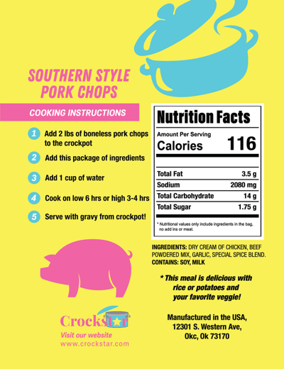 PREORDER -  Crockstar - Southern Style Porkchops