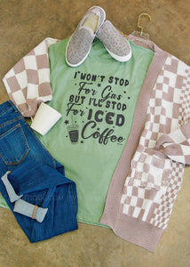 Will Stop For Iced Coffee Graphic Tee - FINAL SALE
