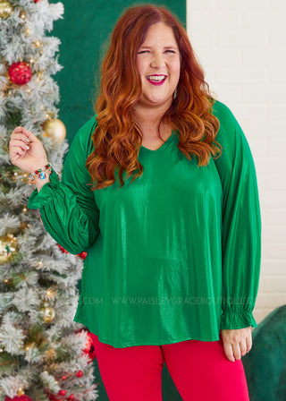 Shimmer and Sass Top - Kelly Green* FINAL SALE *