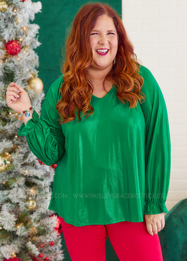Shimmer and Sass Top - Kelly Green - FINAL SALE