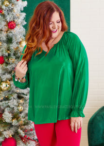 Shimmer and Sass Top - Kelly Green - FINAL SALE