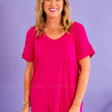 Basic Needs Pocket Tee - Fuchsia* LAST ONES FINAL SALE *