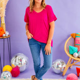 Basic Needs Pocket Tee - Fuchsia* LAST ONES FINAL SALE *