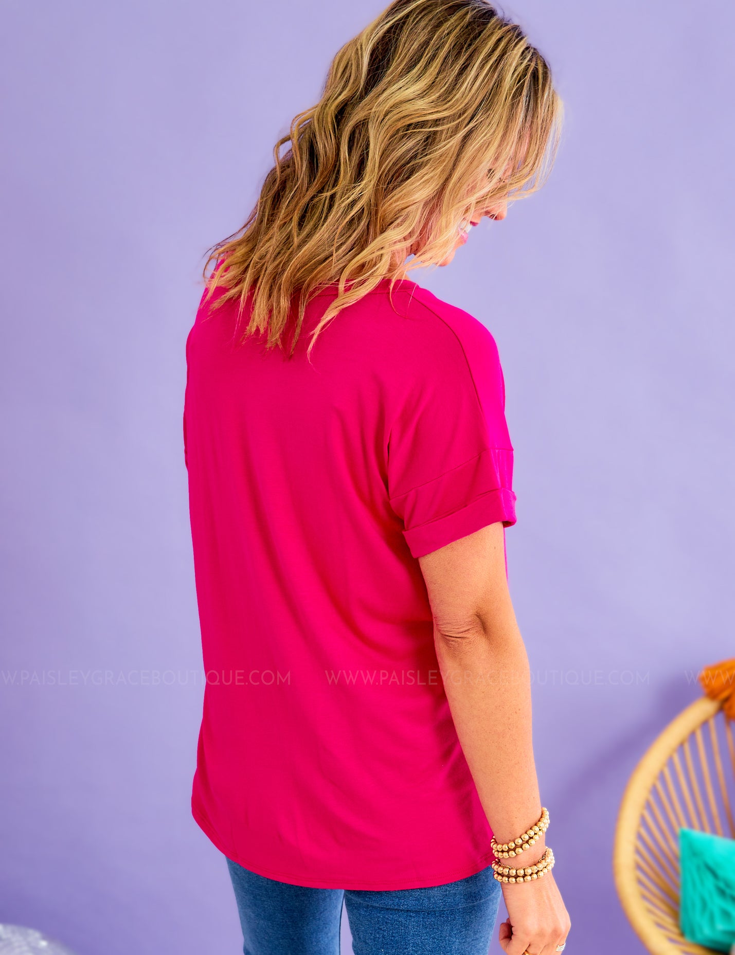 Basic Needs Pocket Tee - Fuchsia* LAST ONES FINAL SALE *
