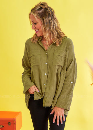 Totally Convinced Top - Olive* FINAL SALE *