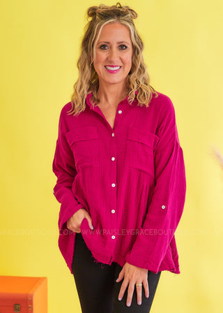 Totally Convinced Top - Magenta - FINAL SALE