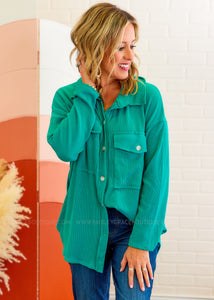 Going With The Season Shacket - Jade REG ONLY - FINAL SALE