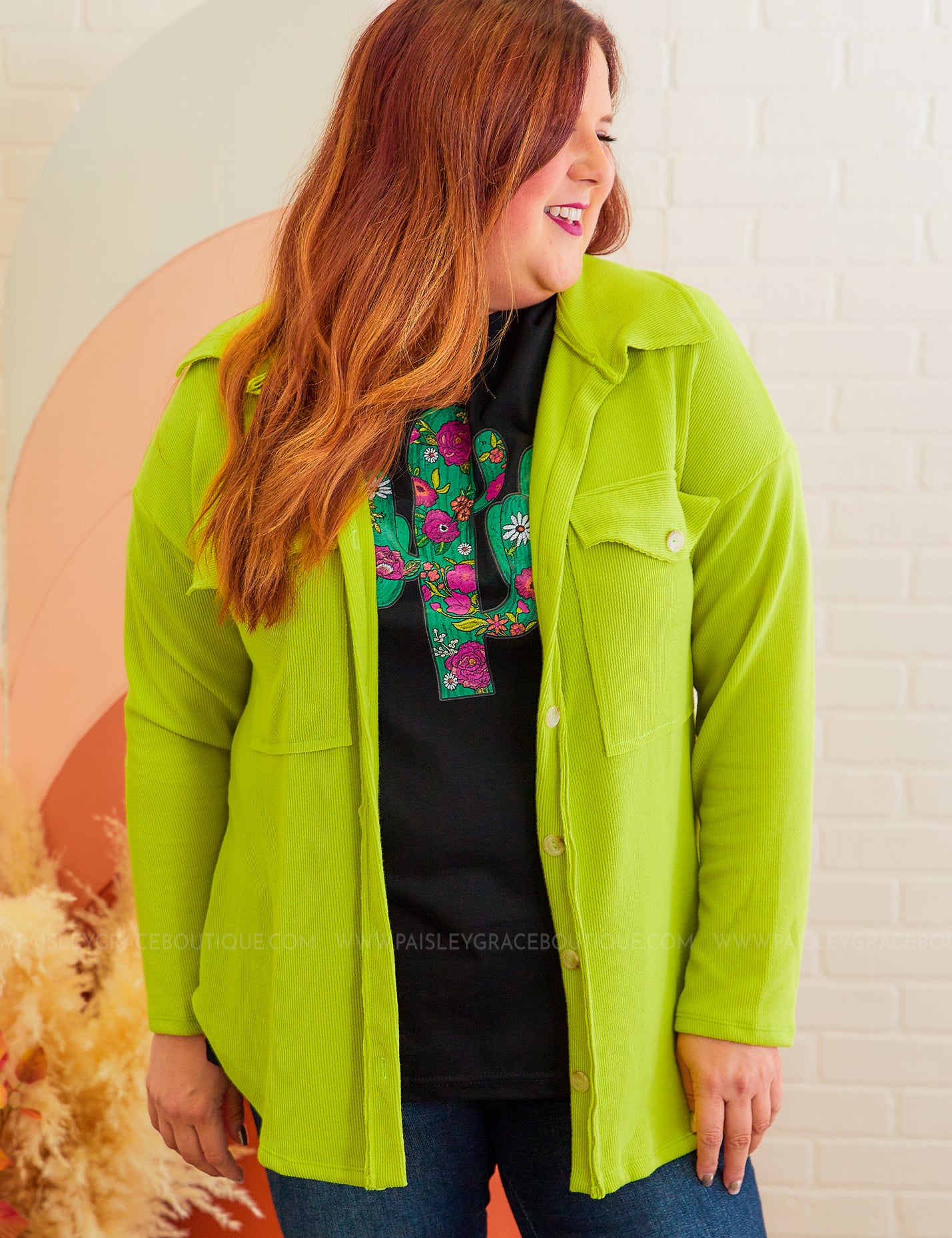 Going With The Season Shacket - Lime REG ONLY* LAST ONES FINAL SALE *