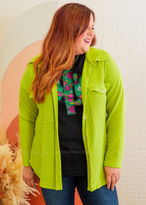 Going With The Season Shacket - Lime REG ONLY - FINAL SALE