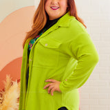 Going With The Season Shacket - Lime REG ONLY* FINAL SALE *