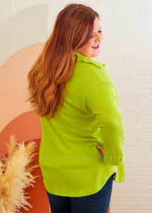 Going With The Season Shacket - Lime REG ONLY - FINAL SALE