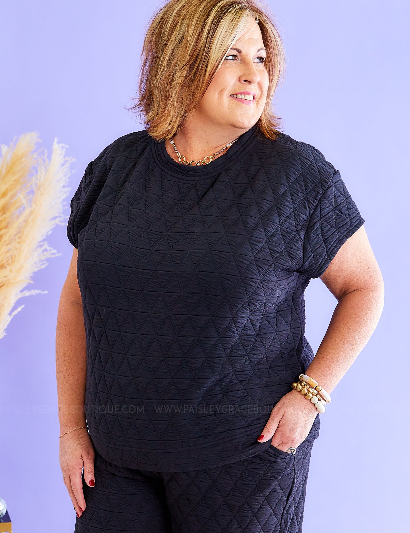Willow Quilted Top - Black* FINAL SALE ** FINAL SALE *