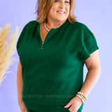Serendipity Half Zip Top - Forest - LAST ONES FINAL SALE