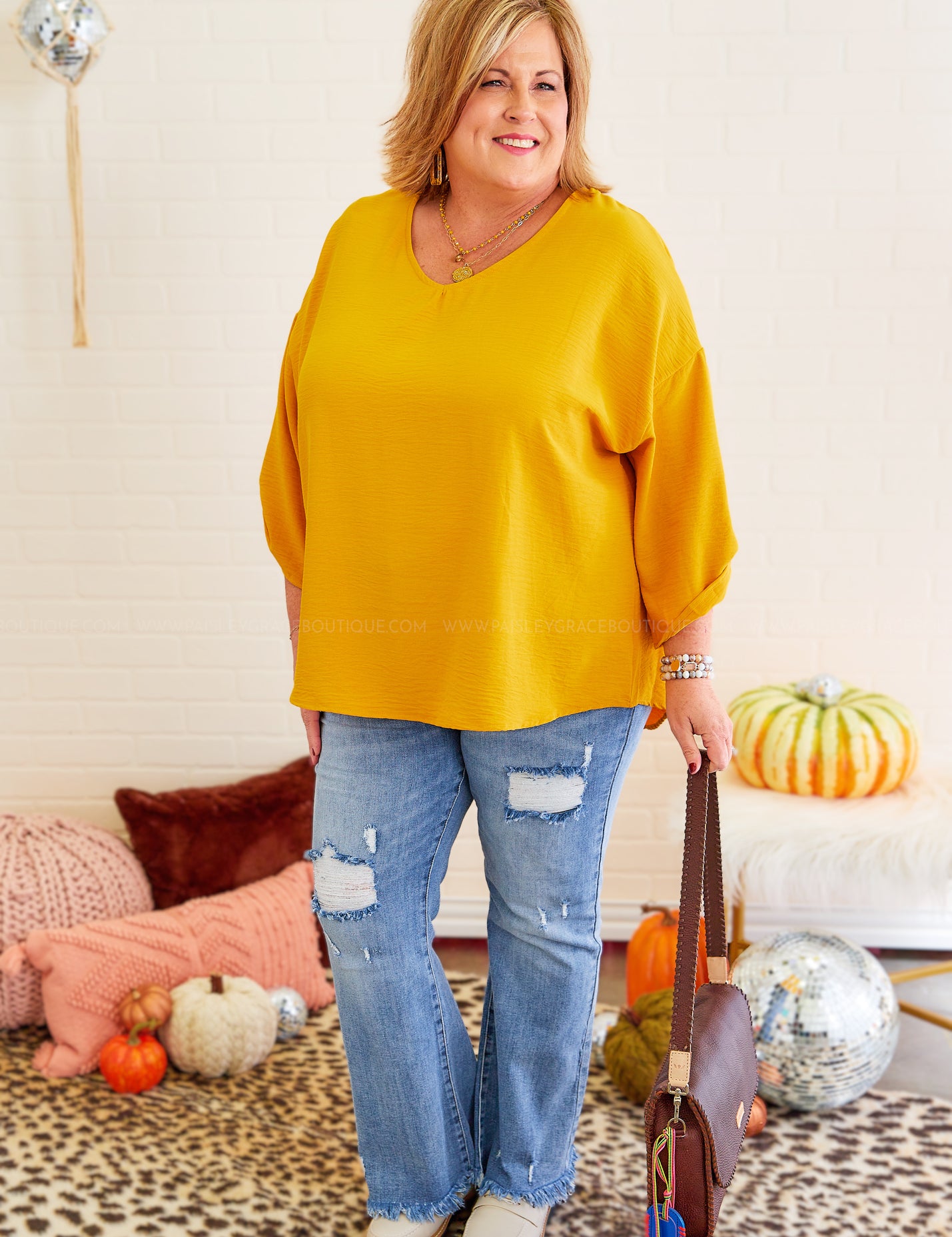 Downtown Lights Top - Mustard* LAST ONES FINAL SALE ** LAST ONES FINAL SALE *