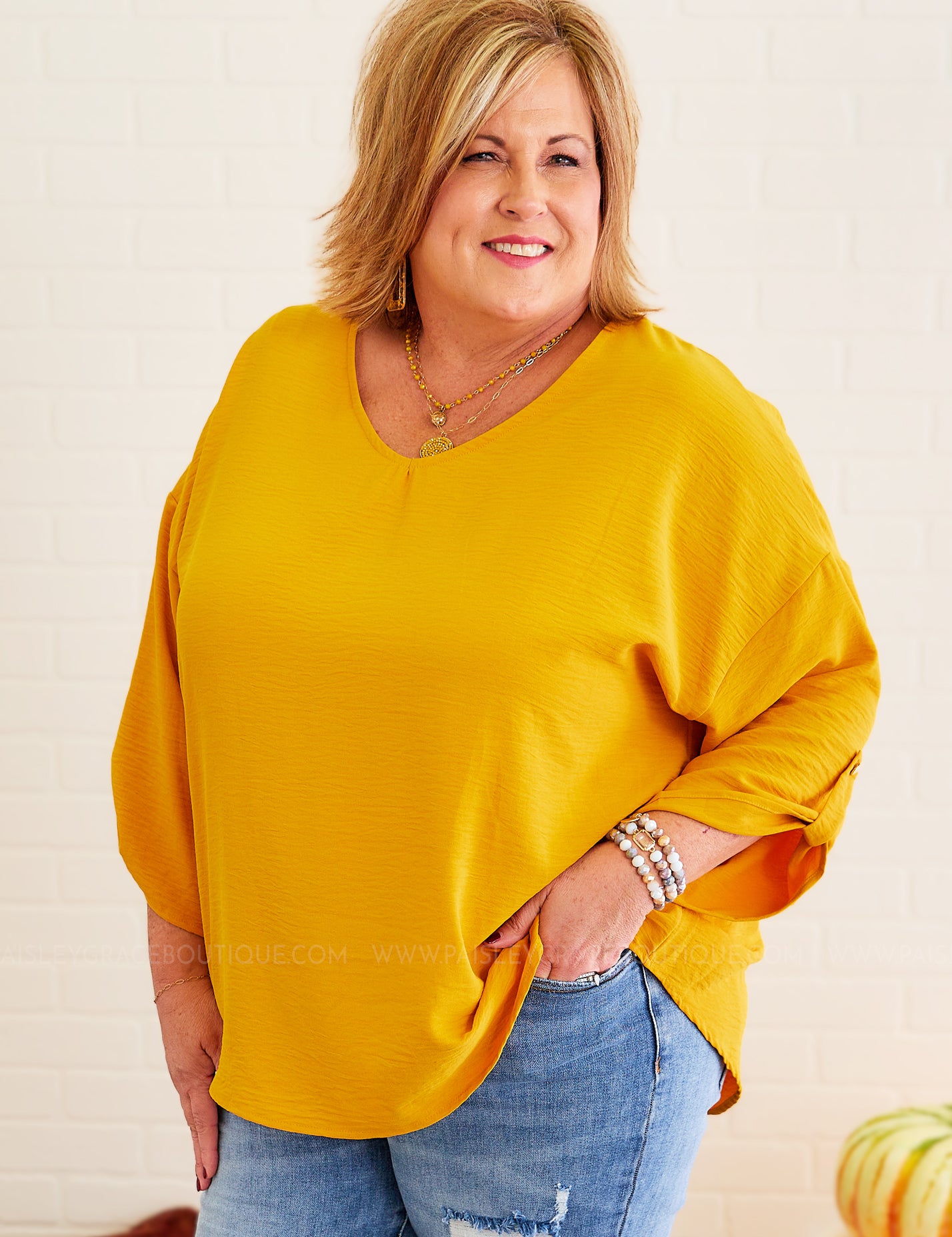 Downtown Lights Top - Mustard* LAST ONES FINAL SALE ** LAST ONES FINAL SALE *