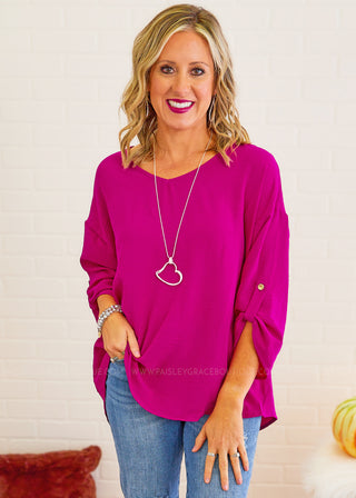 Downtown Lights Top - Fuchsia - FINAL SALE